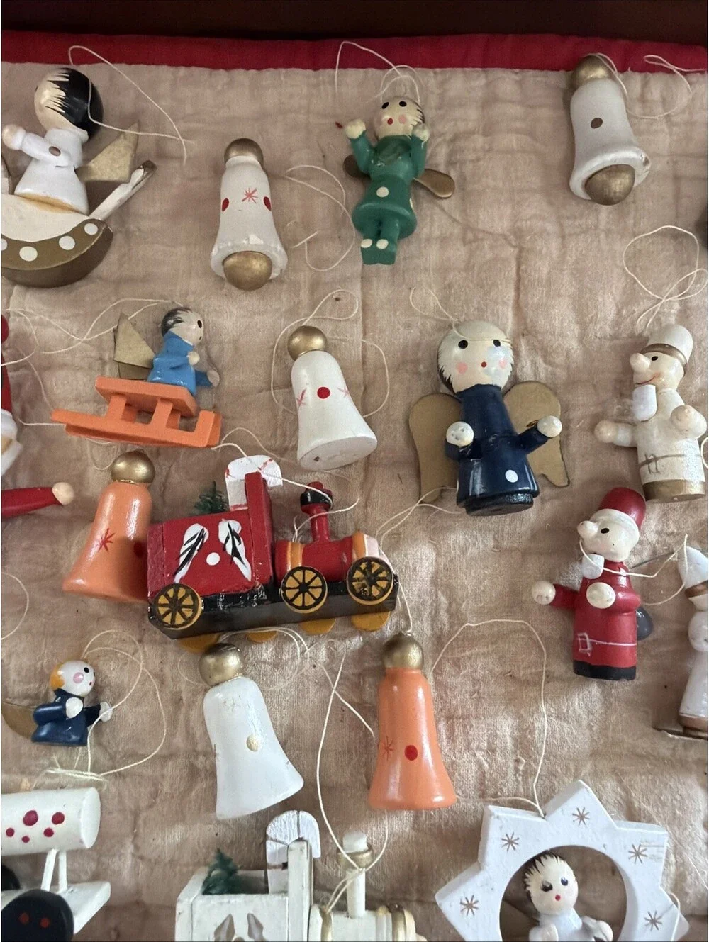 Vintage Mixed Lot 60 Wooden Christmas Tree Ornaments Hand Painted German Style